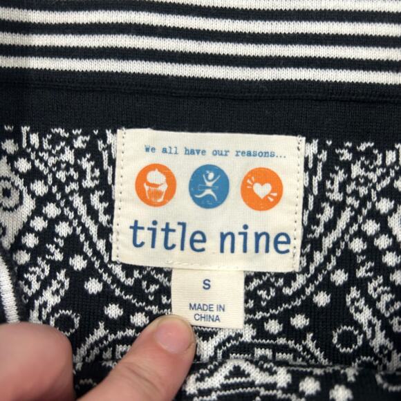 Title Nine Knit Skirt S Black White Paisley Cotton Blend Boho Travel Activewear - Picture 2 of 7